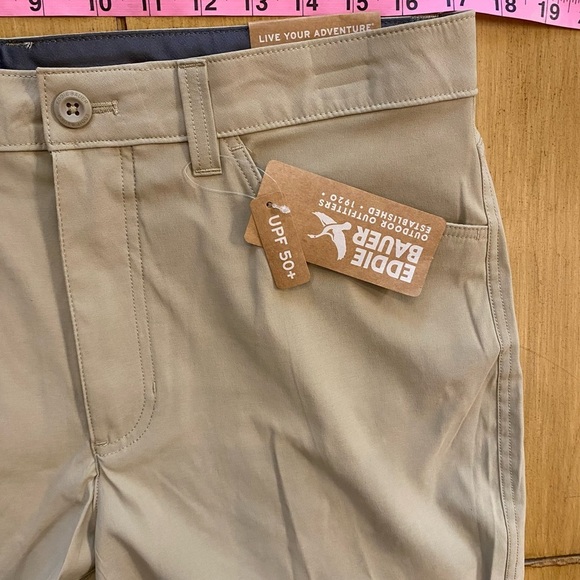 Eddie Bauer men’s Rainer pants 34“ x 30“ tan new tag UPF 50 pockets lightweight - Picture 11 of 12